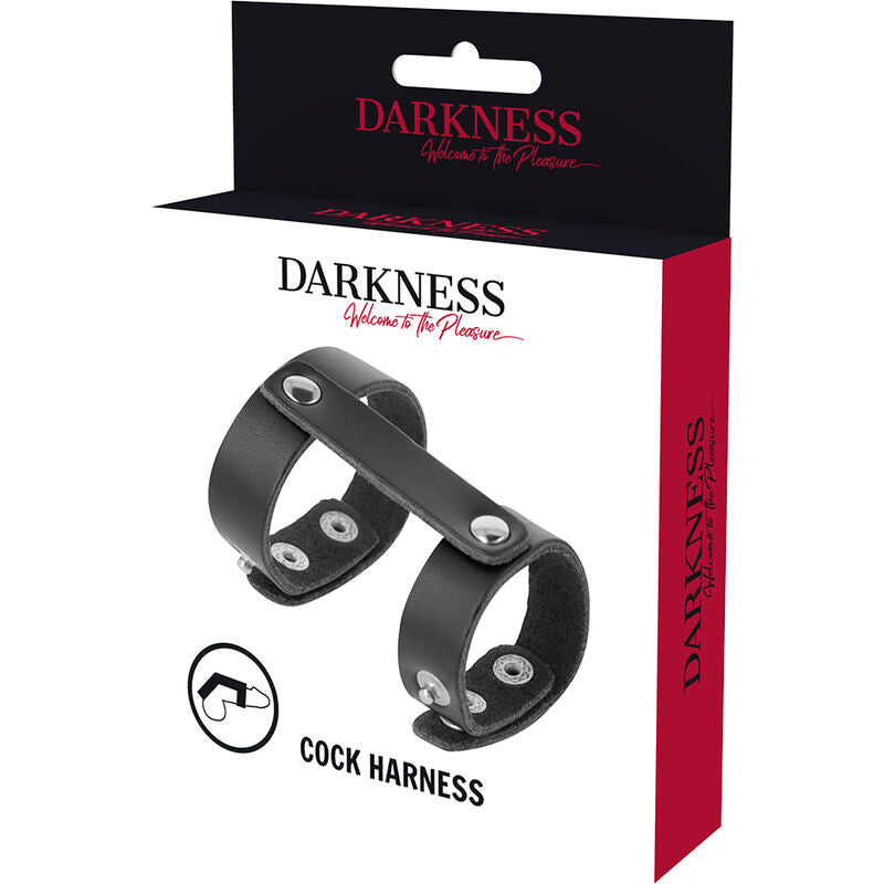 DARKNESS - ANEL AJUSTÁVEL DE COURO PARA PÊNIS E TESTÍCULOS