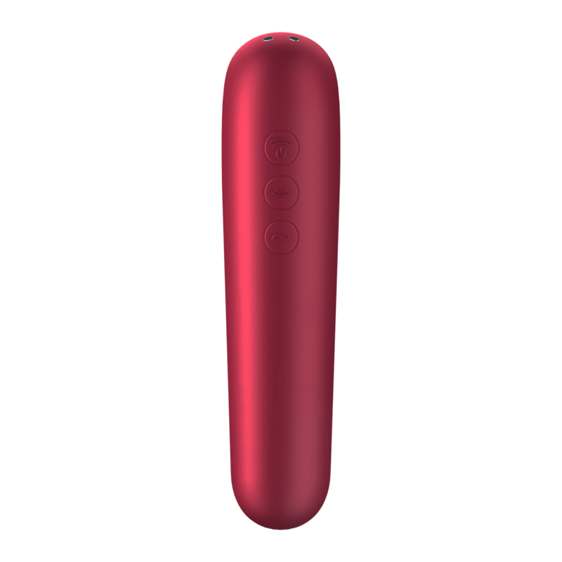 SATISFYER - DUAL LOVE VIBRADOR E SUCCIONADOR COM AR PULSADO VERMELHO