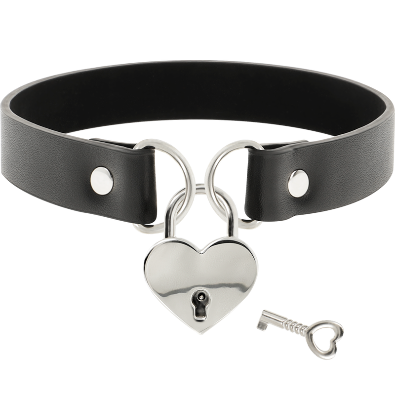 COQUETTE CHIC DESIRE - COLAR EM COURO VEGANO ACESSÓRIO CORAÇÃO COM CHAVE