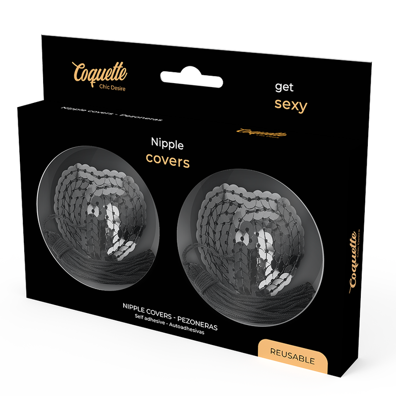 COQUETTE CHIC DESIRE - COBRE MAMILOS PRETO COM LANTEJOULAS