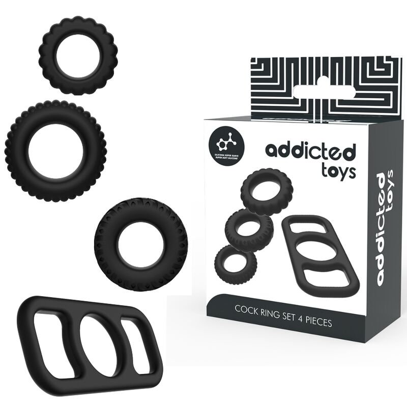 ADDICTED TOYS - CONJUNTO 4 ANÉIS DE SILICONE PARA PÊNIS