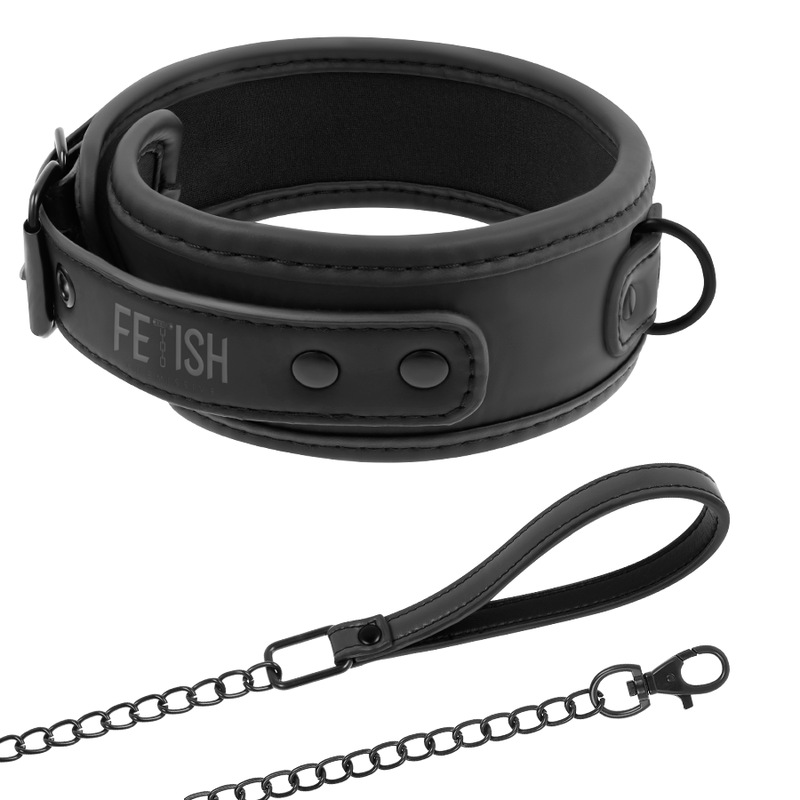 FETISH SUBMISSIVE - COLAR COM CORRENTE COM FORRO NEOPRENO - Sex Shop Sexy