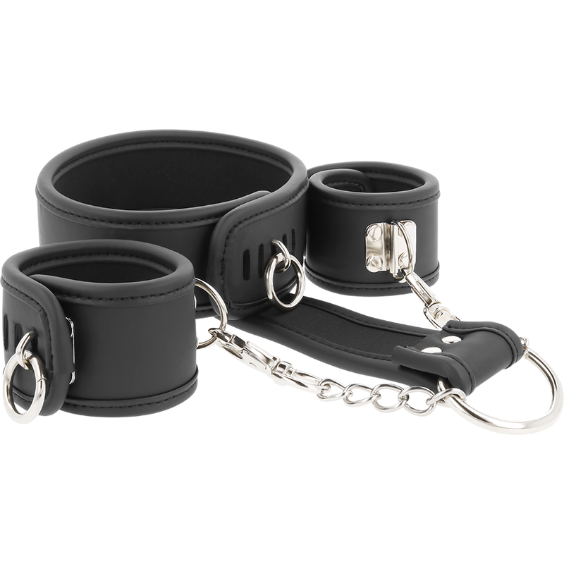 COLAR E ALGEMAS COURO VEGANO COM FORRO NEOPRENO - Sex Shop Sexy