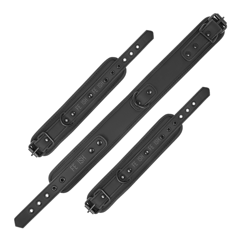 FETISH SUBMISSIVE - COLAR E ALGEMAS COURO VEGANO COM FORRO NEOPRENO - Sex Shop Sexy
