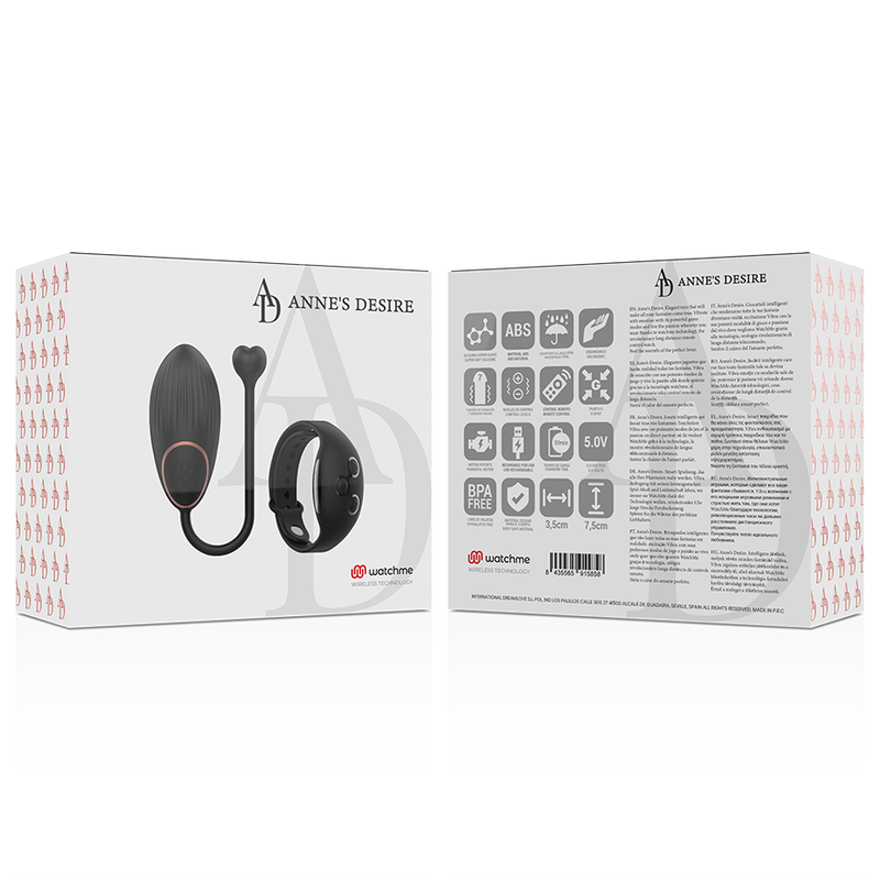 ANNE'S DESIRE - HUEVO CONTROLO REMOTO TECNOLOGIA WATCHME PRETO
