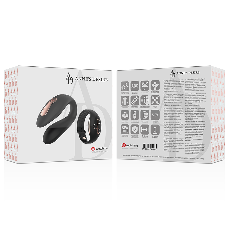 ANNE'S DESIRE - DUAL PLEASURE TECNOLOGIA WATCHME PRETO/DOURADO