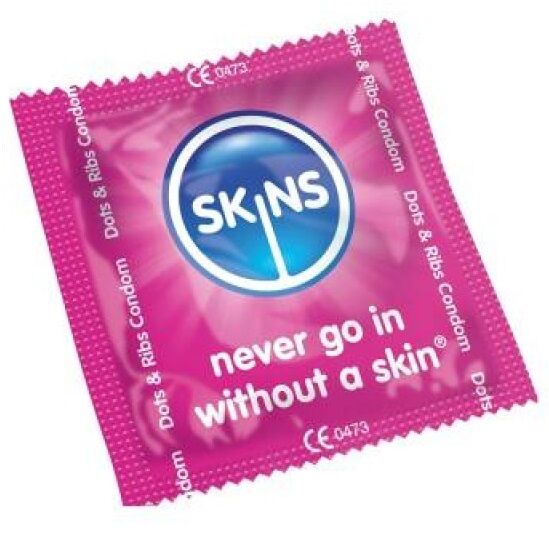 SKINS - PRESERVATIVOS PONTOS & ESTRIAS SACO 500 UNIDADES - Sex Shop Sexy
