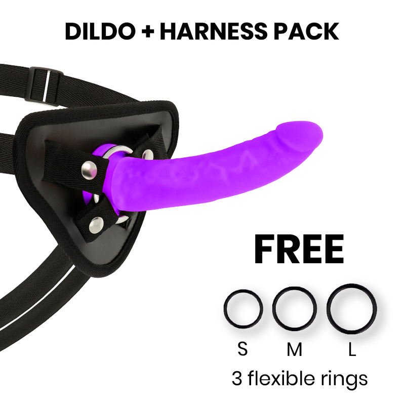 DELTA CLUB - TOYS ARNÊS + DILDO LILÁS SILICONE MÉDICO 17 CM Ø 3 CM