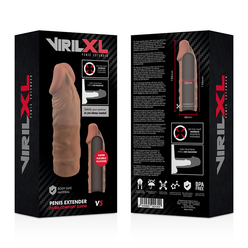 VIRILXL - EXTENSÃO DE PÊNIS LIQUID SILICONE V5 CASTANHO
