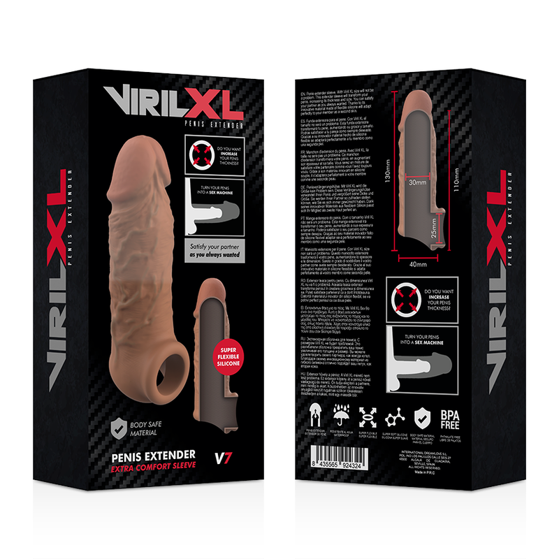 VIRILXL - EXTENSÃO DE PÊNIS LIQUID SILICONE V7 CASTANHO