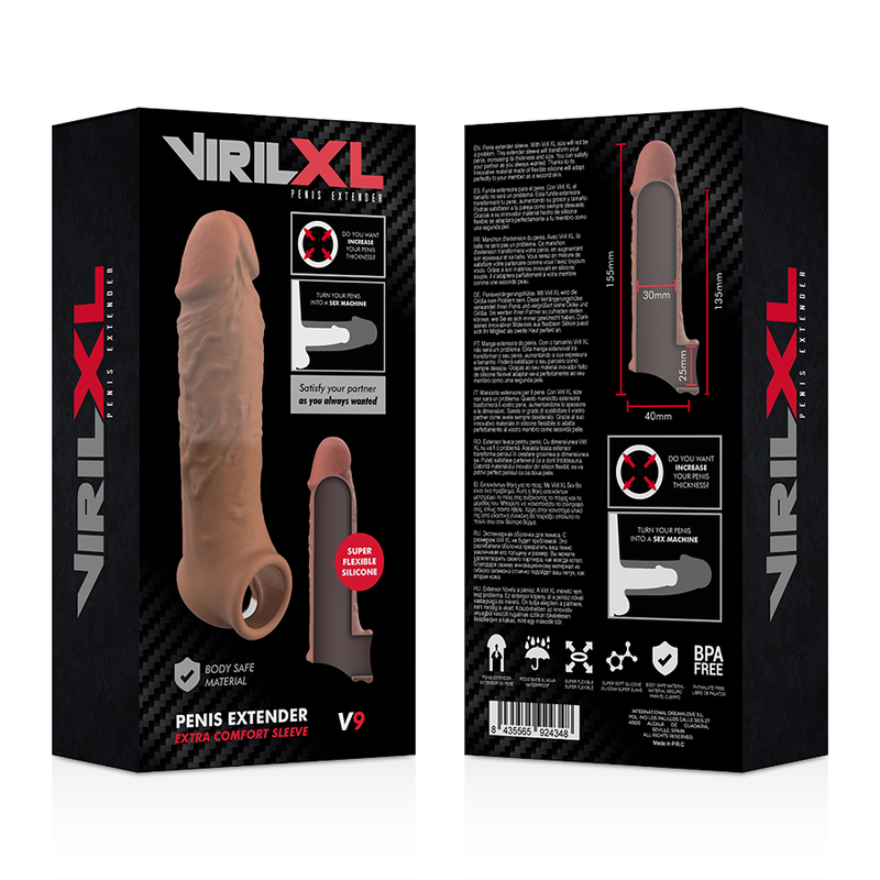 VIRILXL - EXTENSÃO DE PÊNIS LIQUID SILICONE V9 CASTANHO