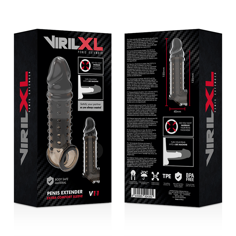 VIRILXL - EXTENSÃO E CAPA DE PÊNIS V11 PRETO