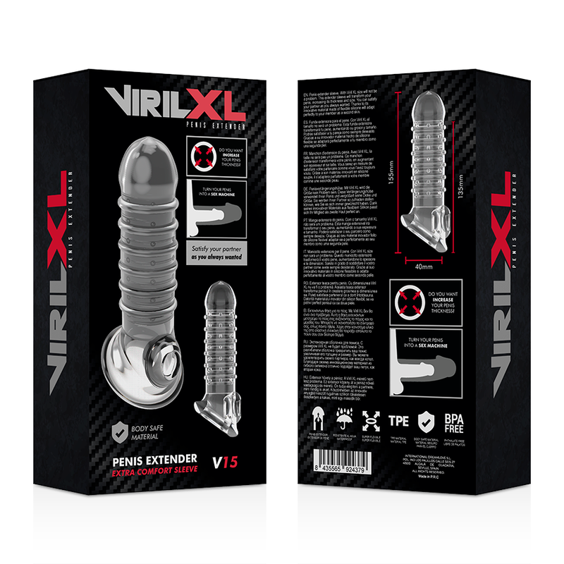 VIRILXL - EXTENSÃO E CAPA DE PÊNIS V15 TRANSPARENTE
