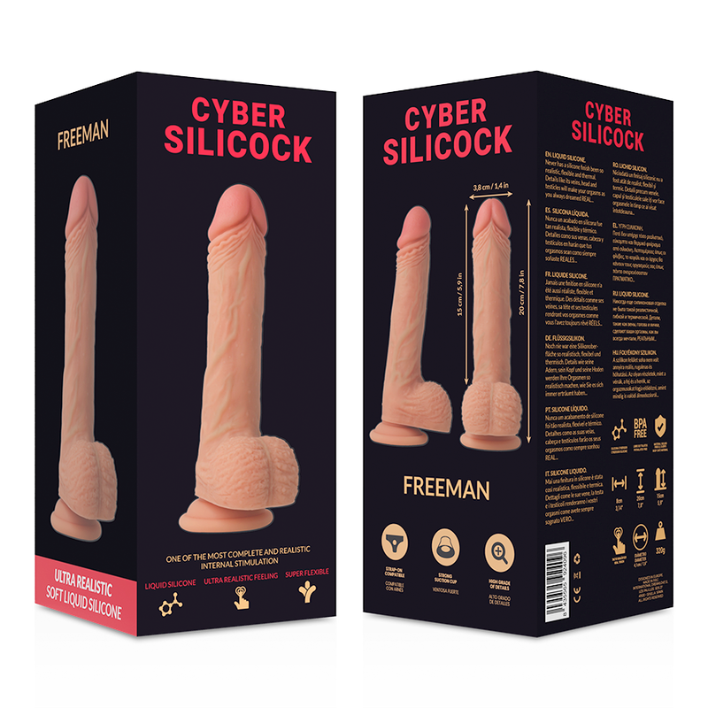 CYBER SILICOCK - FREEMAN DILDO ULTRA REALISTA SILICONE LÍQUIDO 20 CM x 3.8 CM