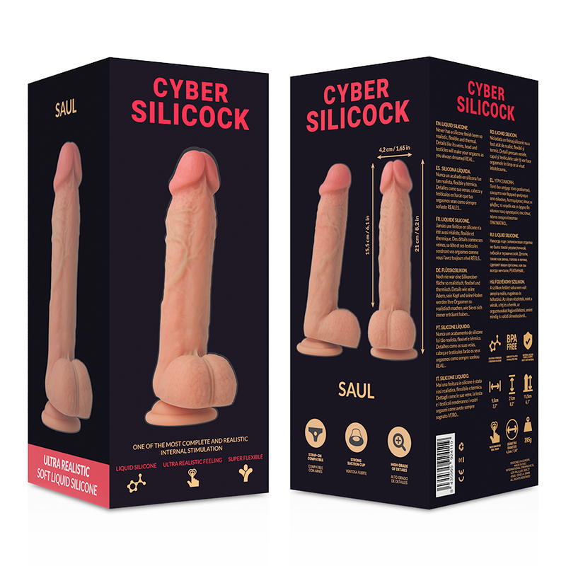 CYBER SILICOCK - SAUL DILDO ULTRA REALISTA SILICONE LÍQUIDO 21 CM x 4.2 CM