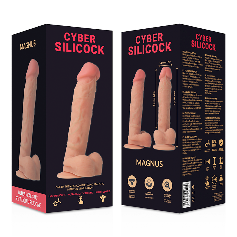Cyber ​​Silicock - Strap-On Magnus Silicona Líquido Con 3 Anéis Gratis 20.5 Cm -O- 4.1 Cm