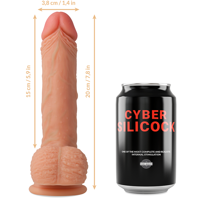 CYBER SILICOCK - STRAP-ON FREEMAN LIQUID SILICONE WITH 3 FREE RINGS 20 CM -O- 3.8 CM