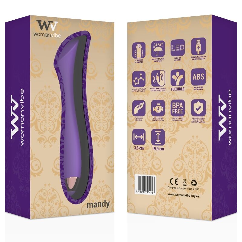 WOMANVIBE - MANDY VIBRADOR RECARREGÁVEL SILICONE PONTO "K" - Sex Shop Sexy