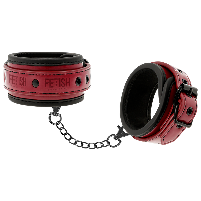FETISH SUBMISSIVE DARK ROOM - ALGEMAS DE TORNOZELO EM COURO VEGANO COM FORRO EM NEOPRENO