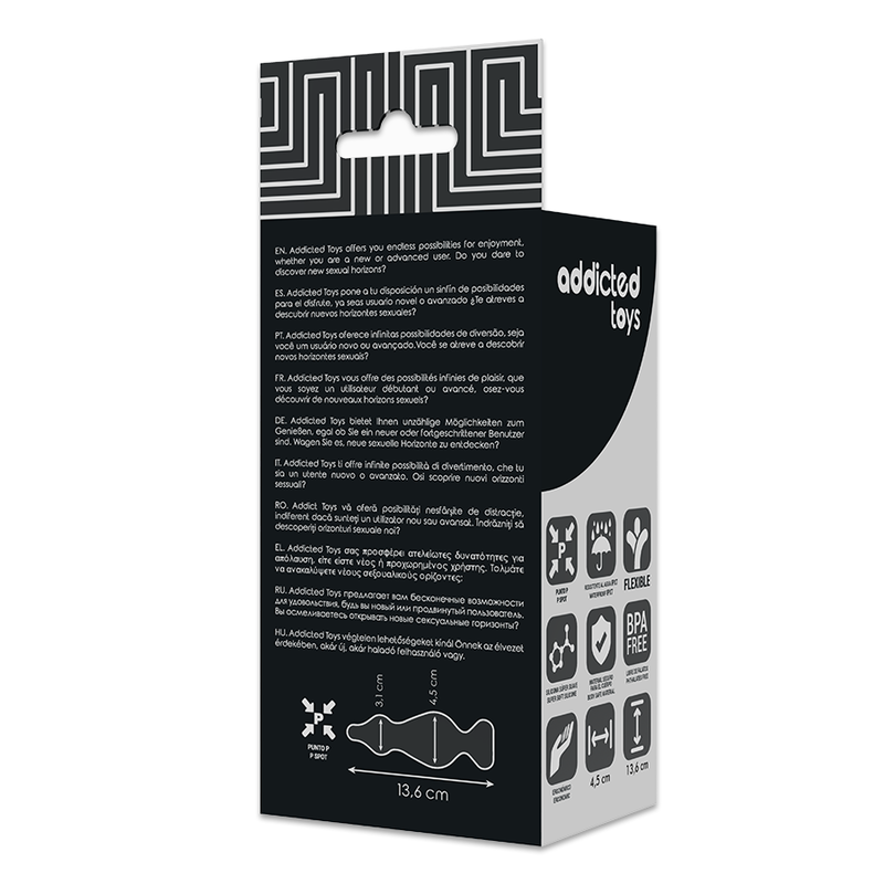 ADDICTED TOYS - PLUG SEXUAL ANAL 13.6 CM PRETO