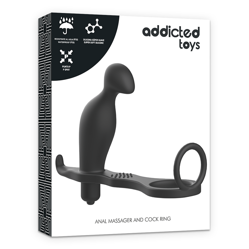 ADDICTED TOYS - PLUG ANAL COM ANEL EM SILICONE PRETO 12 CM