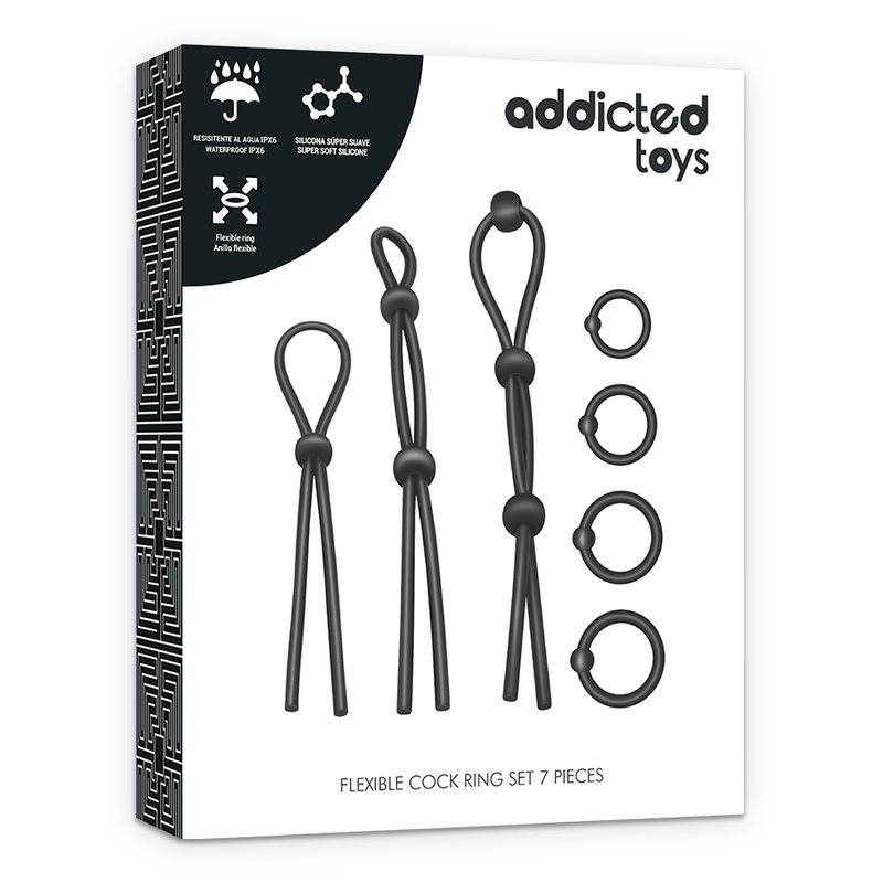 ADDICTED TOYS - KIT COM 7 ANÉIS DE SILICONE FLEXÍVEL